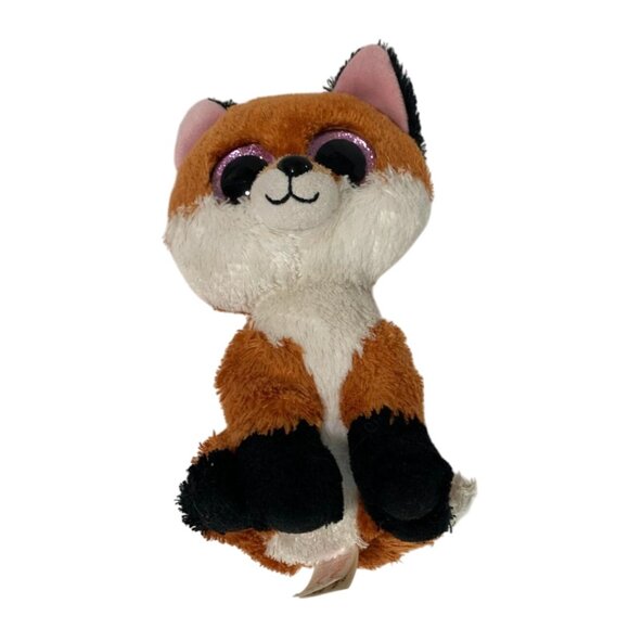 Ty Beanie Boos Slick Fox Plush Stuffed Animal Doll Toy Brown Black white Pink Gl - Picture 1 of 5